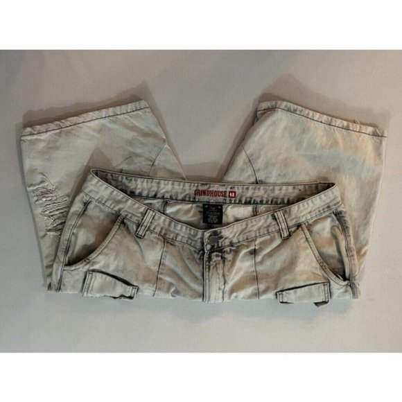 Grindhouse Men's Distressed Destroyed Denim Jeans/Shorts Size 42 White Acid Wash - Picture 6 of 11